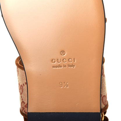 Gucci Canvas GG Monogram Mens Slingback Flat Sandals 9.5 Beige Ruggine Cuir 8 of 8
