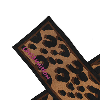 Louis Vuitton Silk Leopard Bandeau Scarf Marron 2 of 4