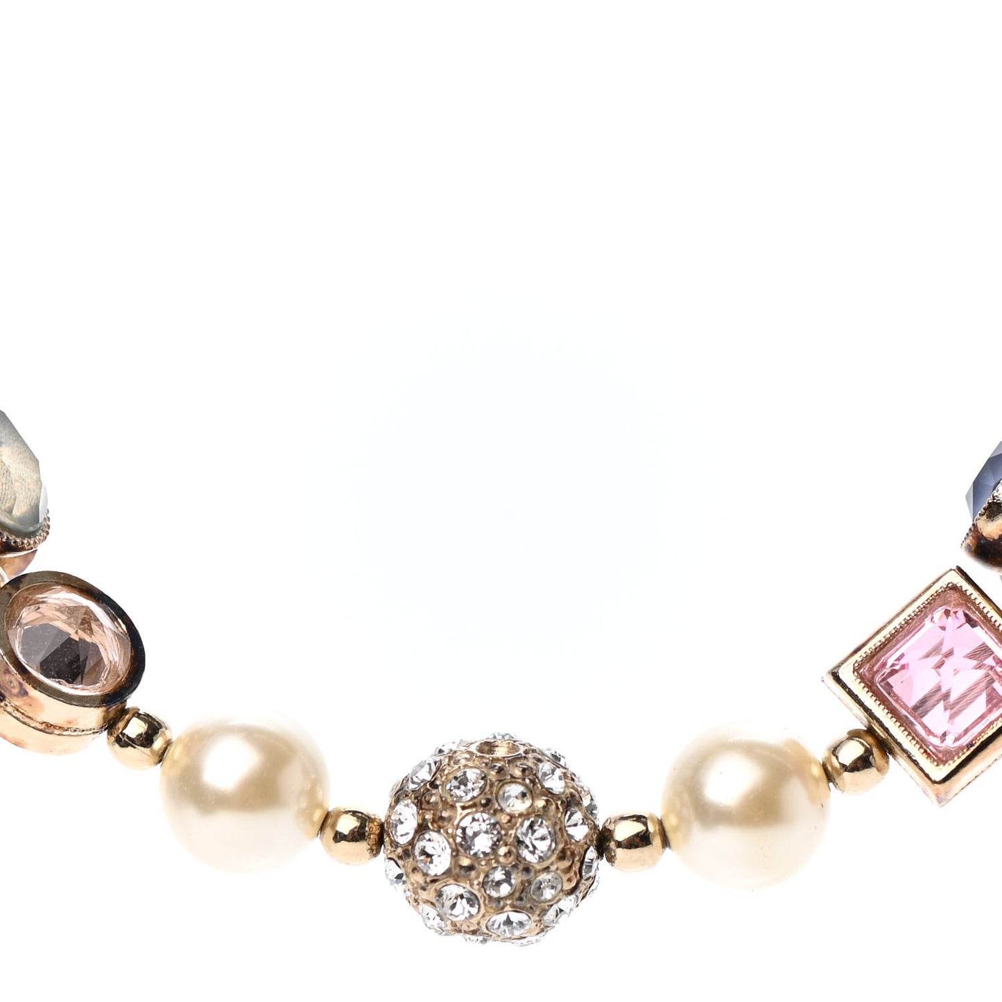 Crystal Pearl CC Choker Necklace Gold Multicolor