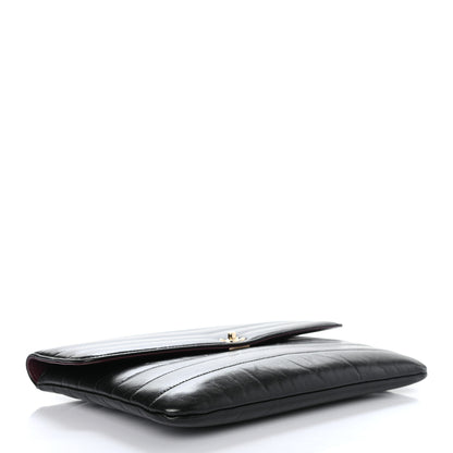 Chanel Shiny Lambskin Quilted Chevron Miroir Clutch Black 4 of 7