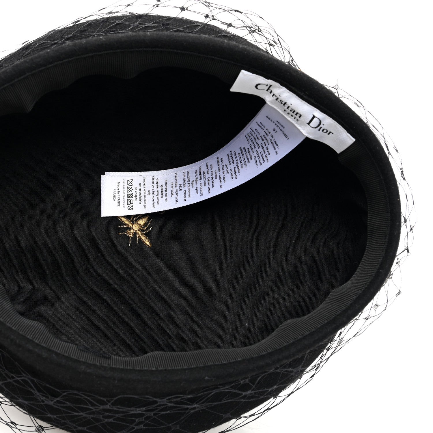 Christian Dior Cotton Canvas Arty Beret with Veil 57 Black 7 of 8