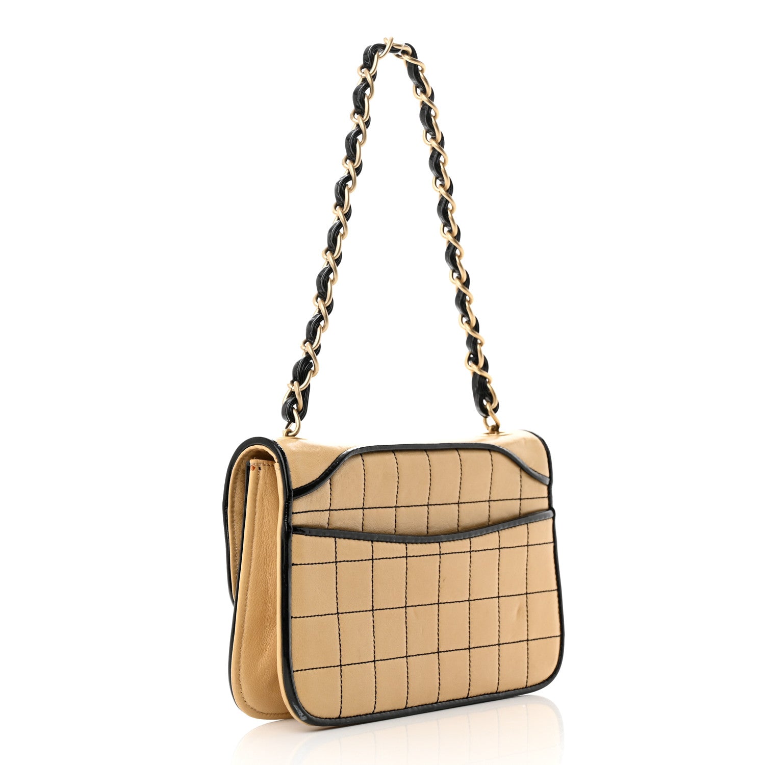 Chanel Lambskin Reissue Chocolate Bar Flap Beige Black 3 of 23