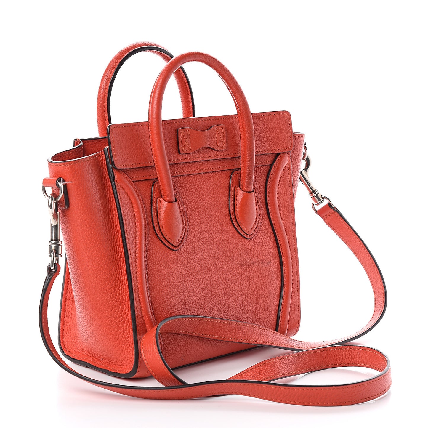 Drummed Calfskin Nano Luggage Coquelicot