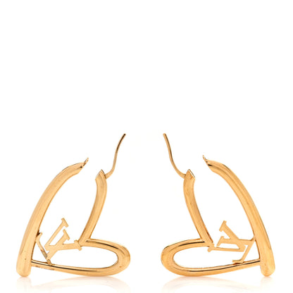 Louis Vuitton Metal Fall In Love Hoop Earrings GM Gold 3 of 6