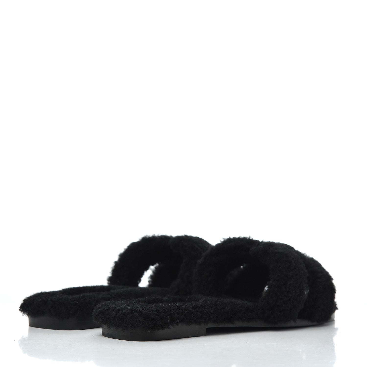 Hermes Woolskin Oran Sandals 37.5 Black 4 of 12