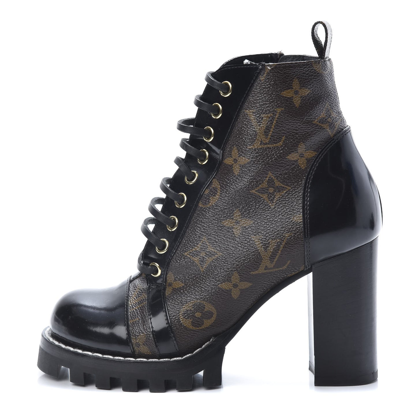 Patent Calfskin Monogram Star Trail Ankle Boots 36 Black
