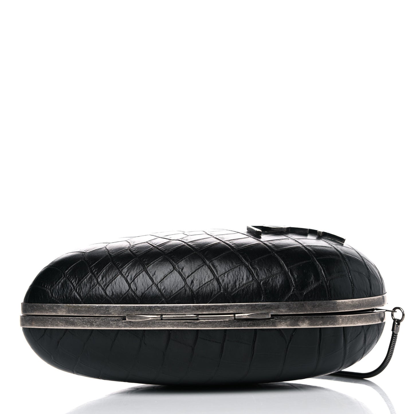 Calfskin Crocodile Embossed Monogram Love Box Bag Black