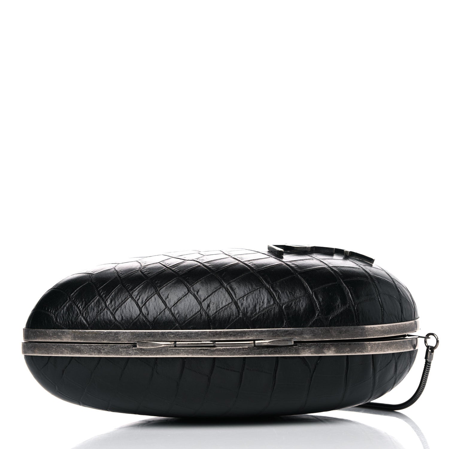 Saint Laurent Calfskin Crocodile Embossed Monogram Love Box Bag Black 11 of 13