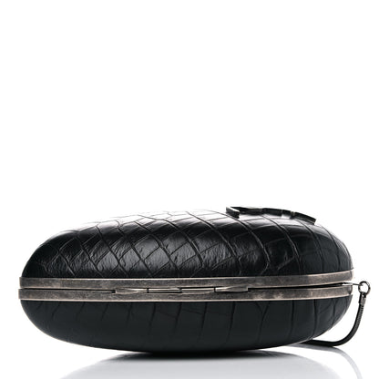 Saint Laurent Calfskin Crocodile Embossed Monogram Love Box Bag Black 11 of 13