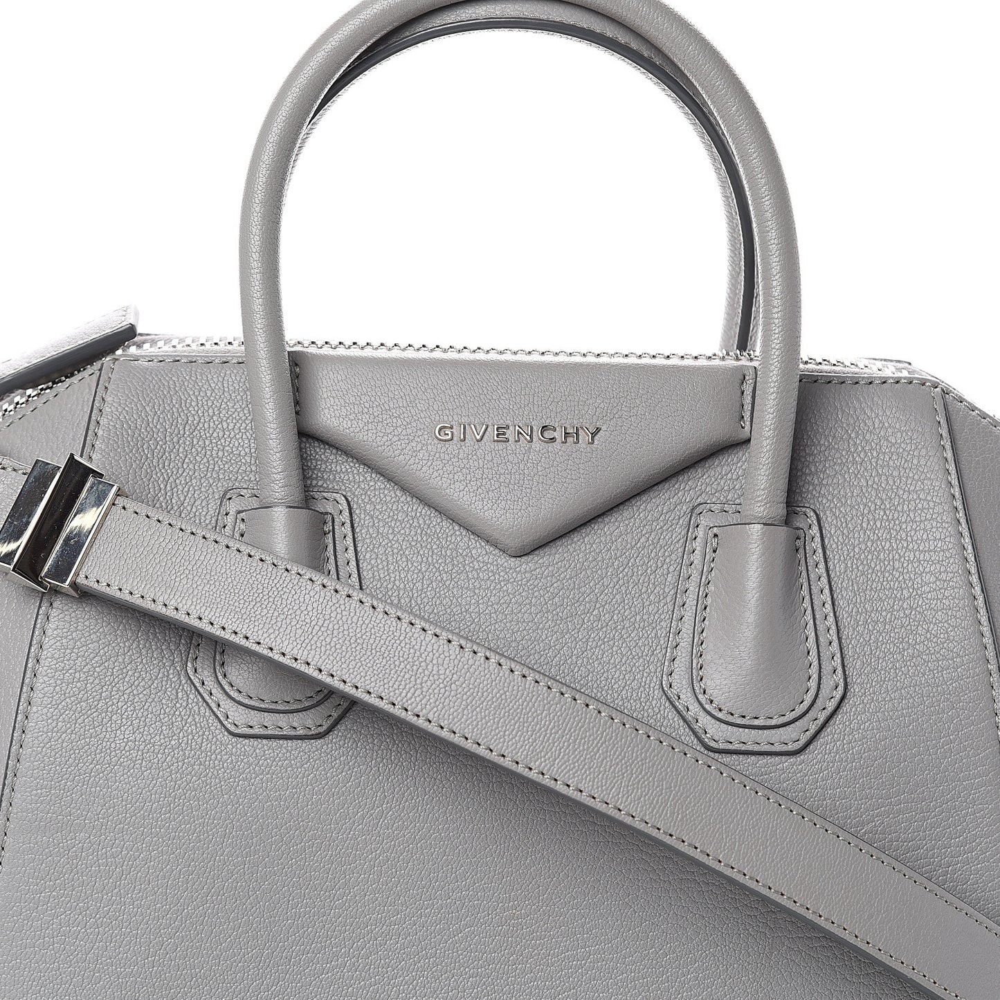 Sugar Goatskin Small Antigona Pearl Grey