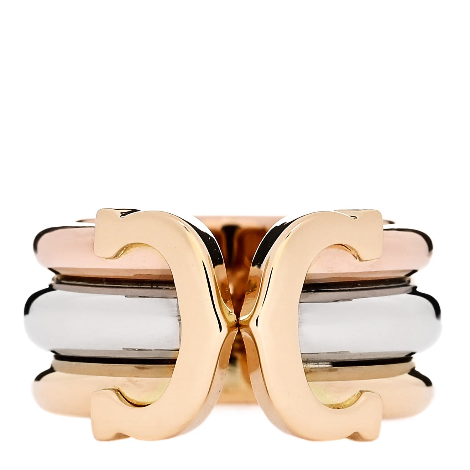 Cartier 18K Pink Yellow White Gold 8mm C De Cartier Ring 46 3.75 1 of 4