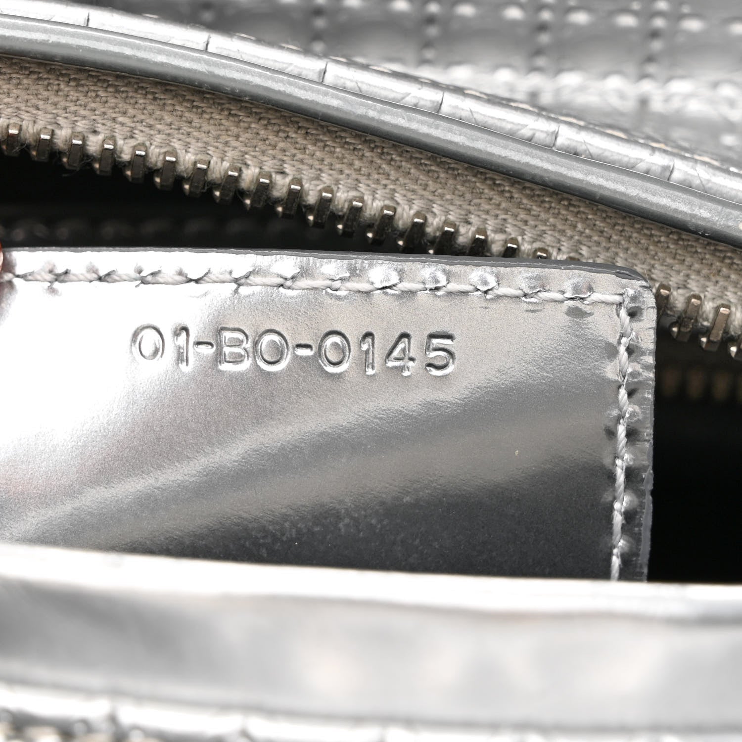 Christian Dior Metallic Patent Micro-Cannage Medium Lady Dior Silver 7 of 13