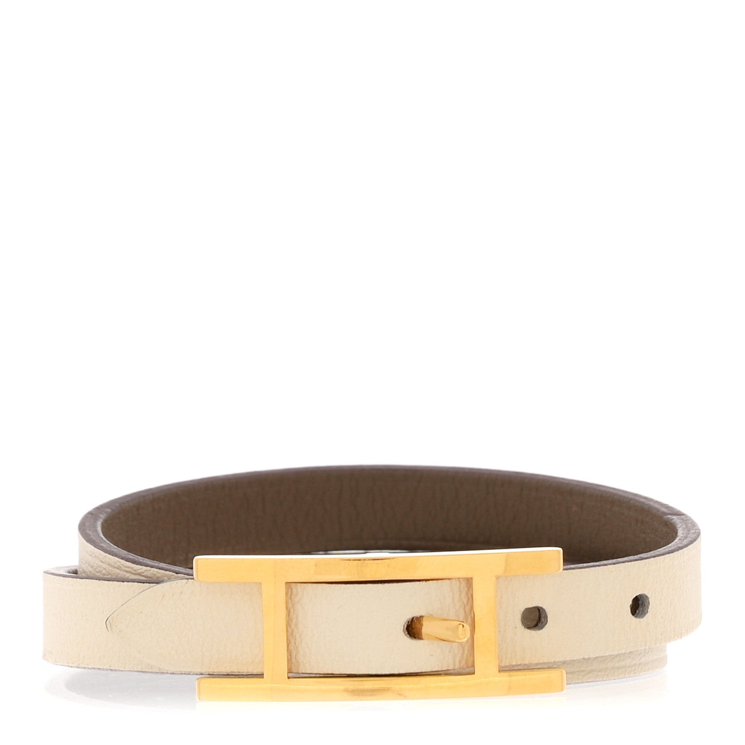Hermes Swift Behapi Double Tour Reversible Bracelet T3 Etoupe Nata 1 of 6