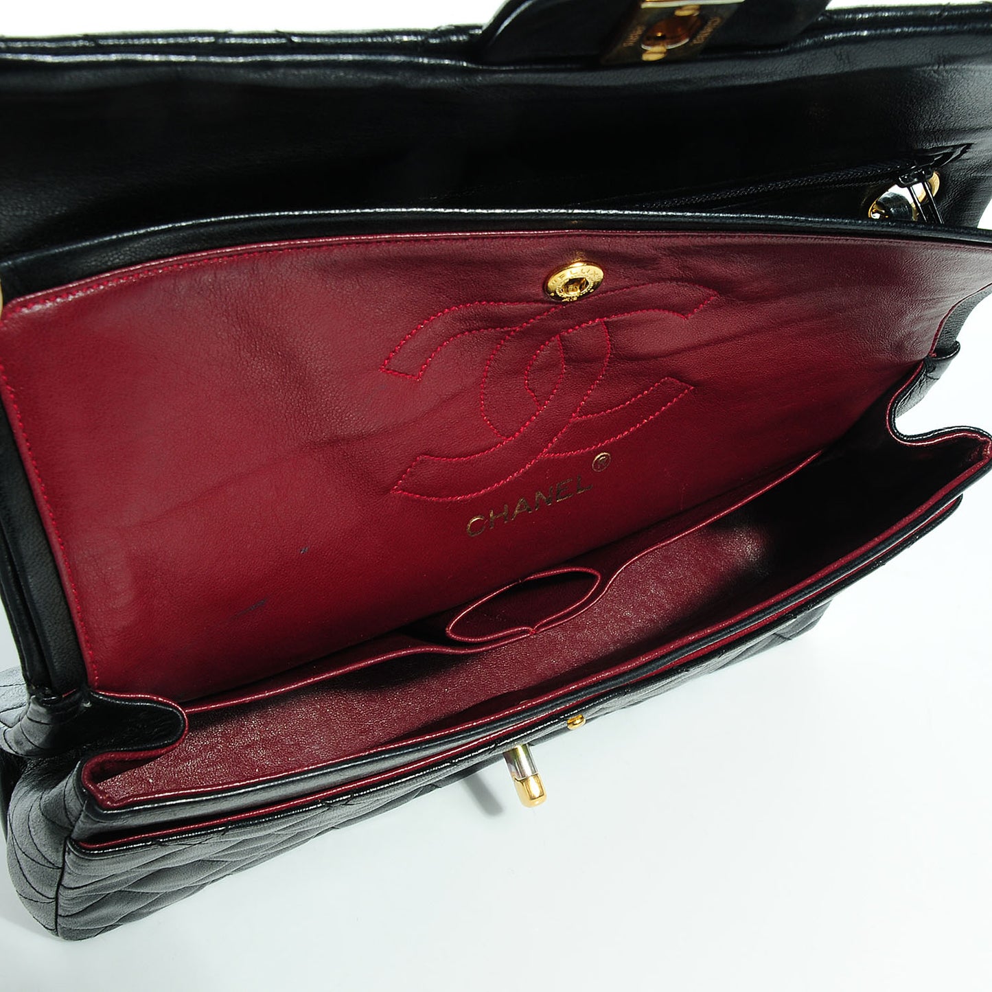 Lambskin Double Medium Flap Black
