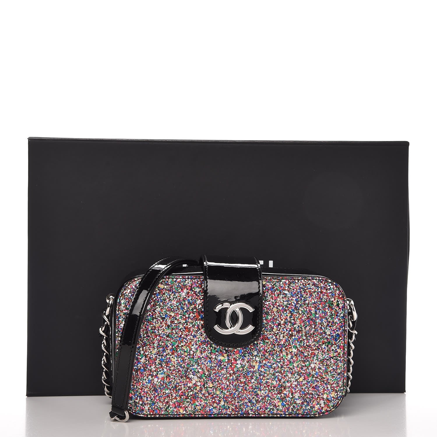 Chanel Glitter Patent Camera Case Multicolor Black 8 of 9