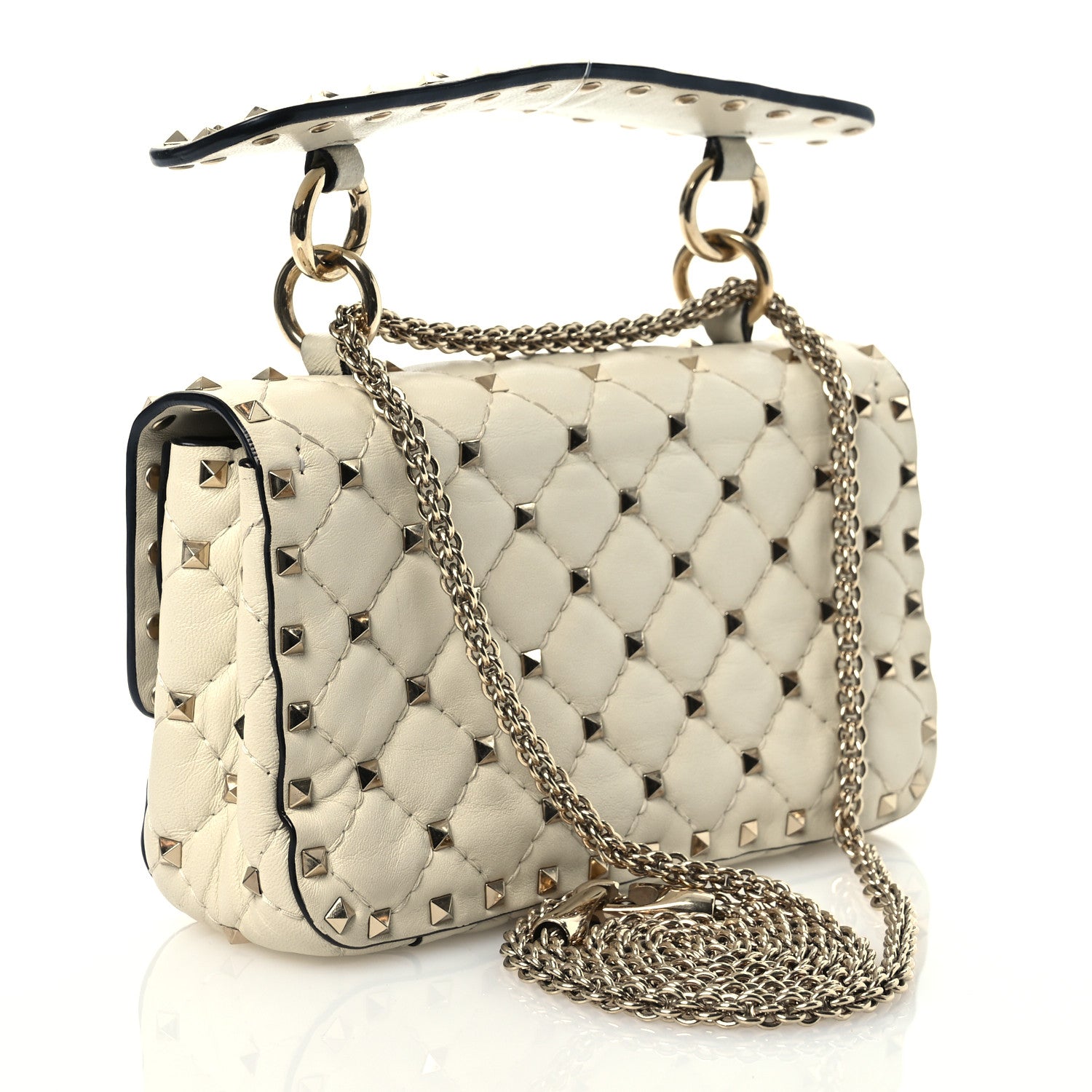 Valentino Garavani Nappa Small Rockstud Spike Shoulder Bag Light Ivory 3 of 15