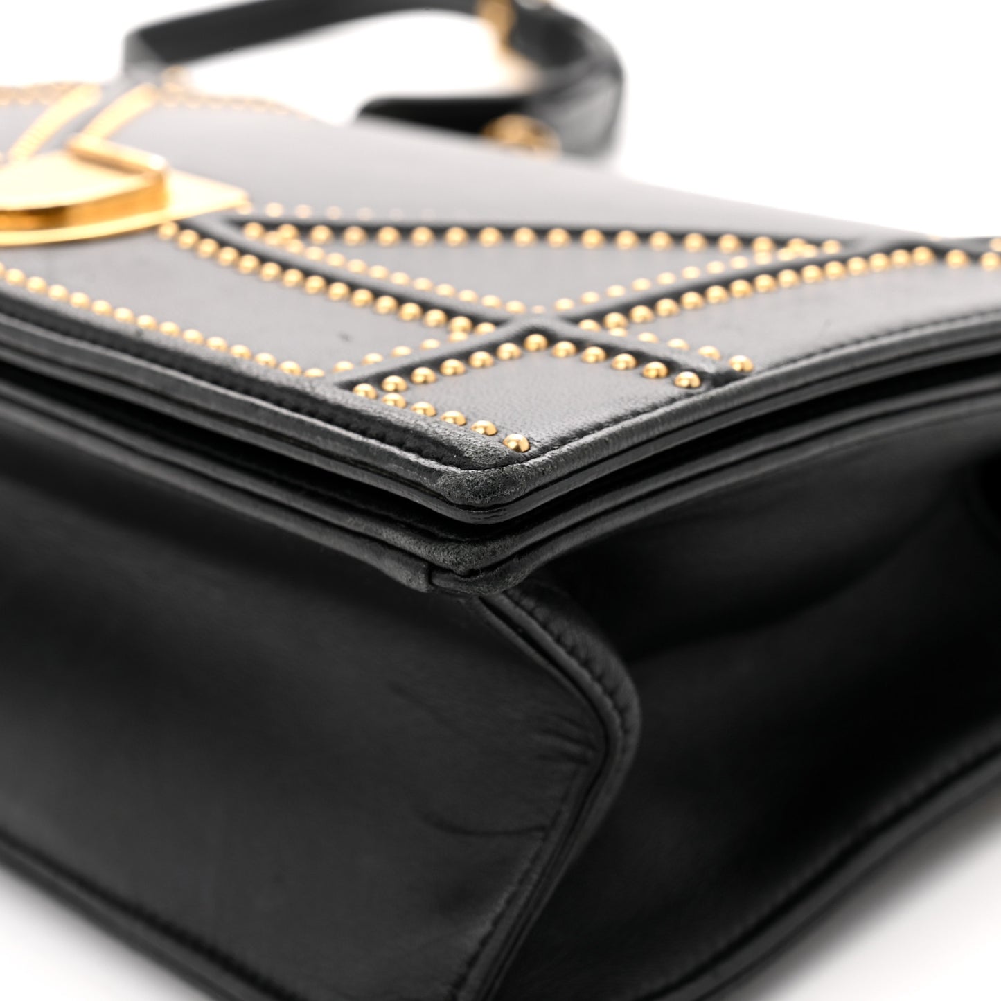 Lambskin Studded Medium Diorama Flap Bag Black