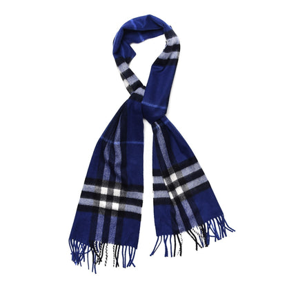 Burberry Cashmere Giant Check Fringe Scarf Bright Sapphire 3 of 5