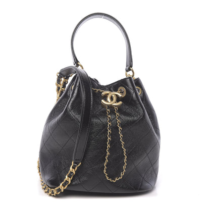 Chanel Shiny Lambskin Quilted Drawstring Bag Black 1 of 11