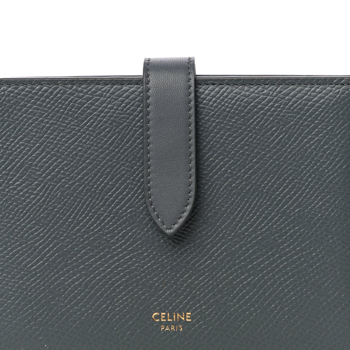 Grained Calfskin Medium Multifunction Strap Wallet Grey