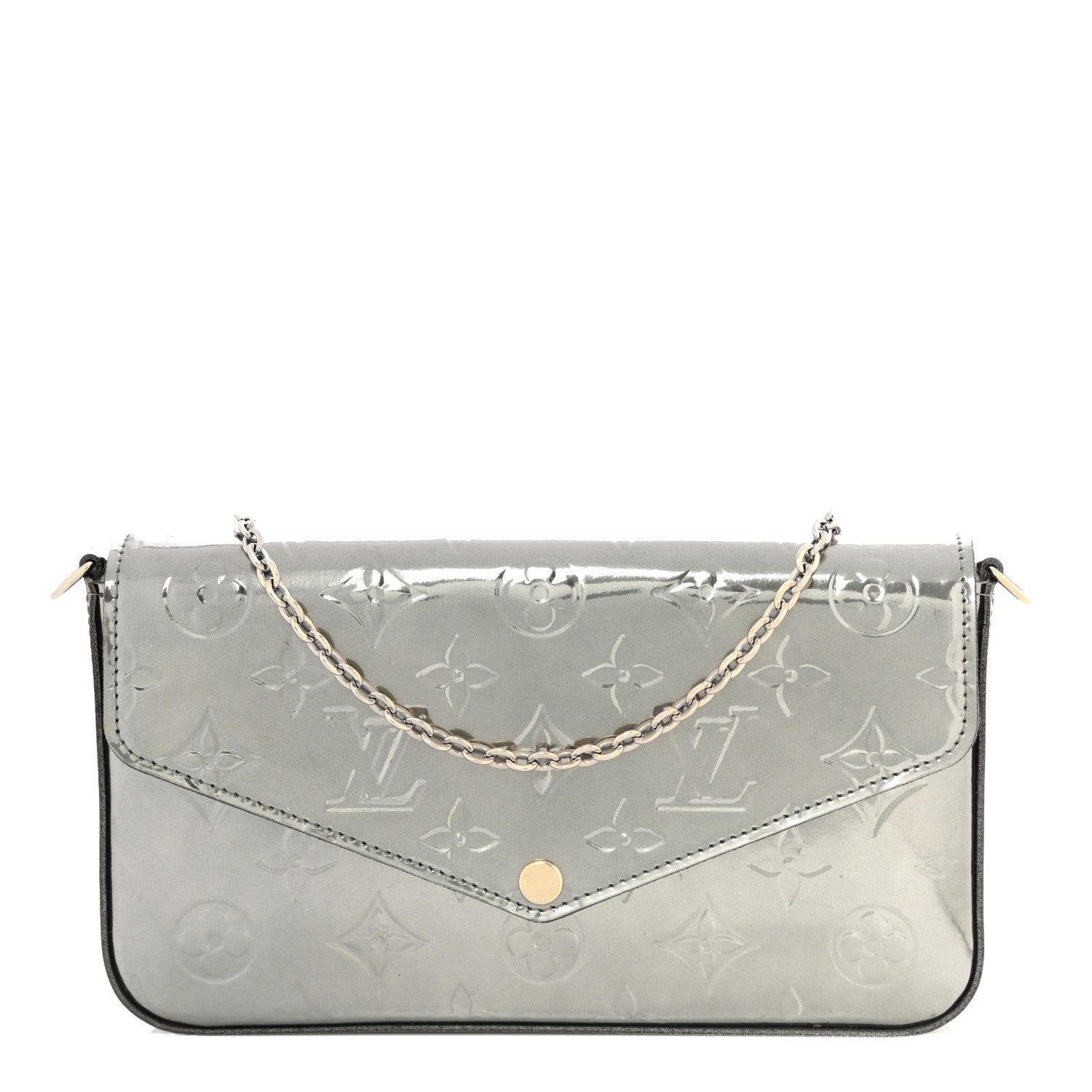 Louis Vuitton Vernis Felicie Pochette Chain Wallet Gris Metal 3 of 12