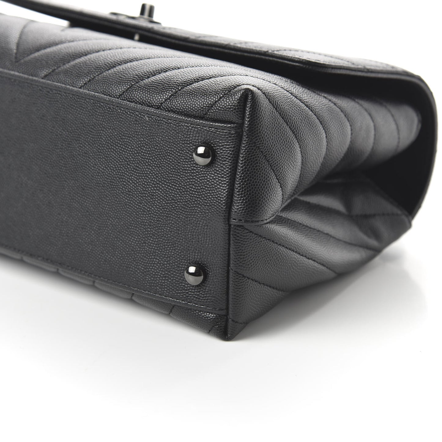 Caviar Chevron Quilted Small Coco Handle Flap So Black