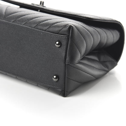 Chanel Caviar Chevron Quilted Small Coco Handle Flap So Black 7 of 11