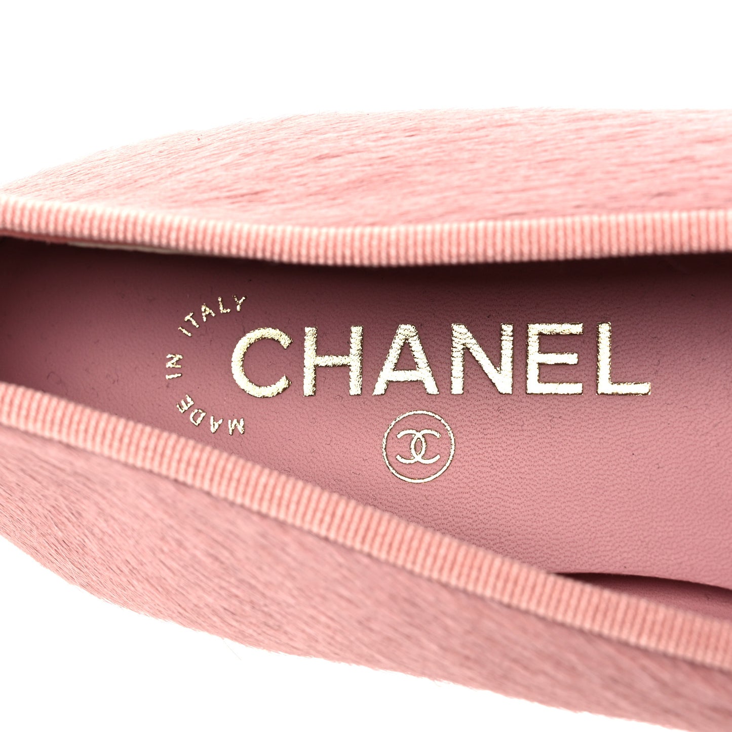 Pony Hair Cap Toe CC Ballerina Flats 40 Pink