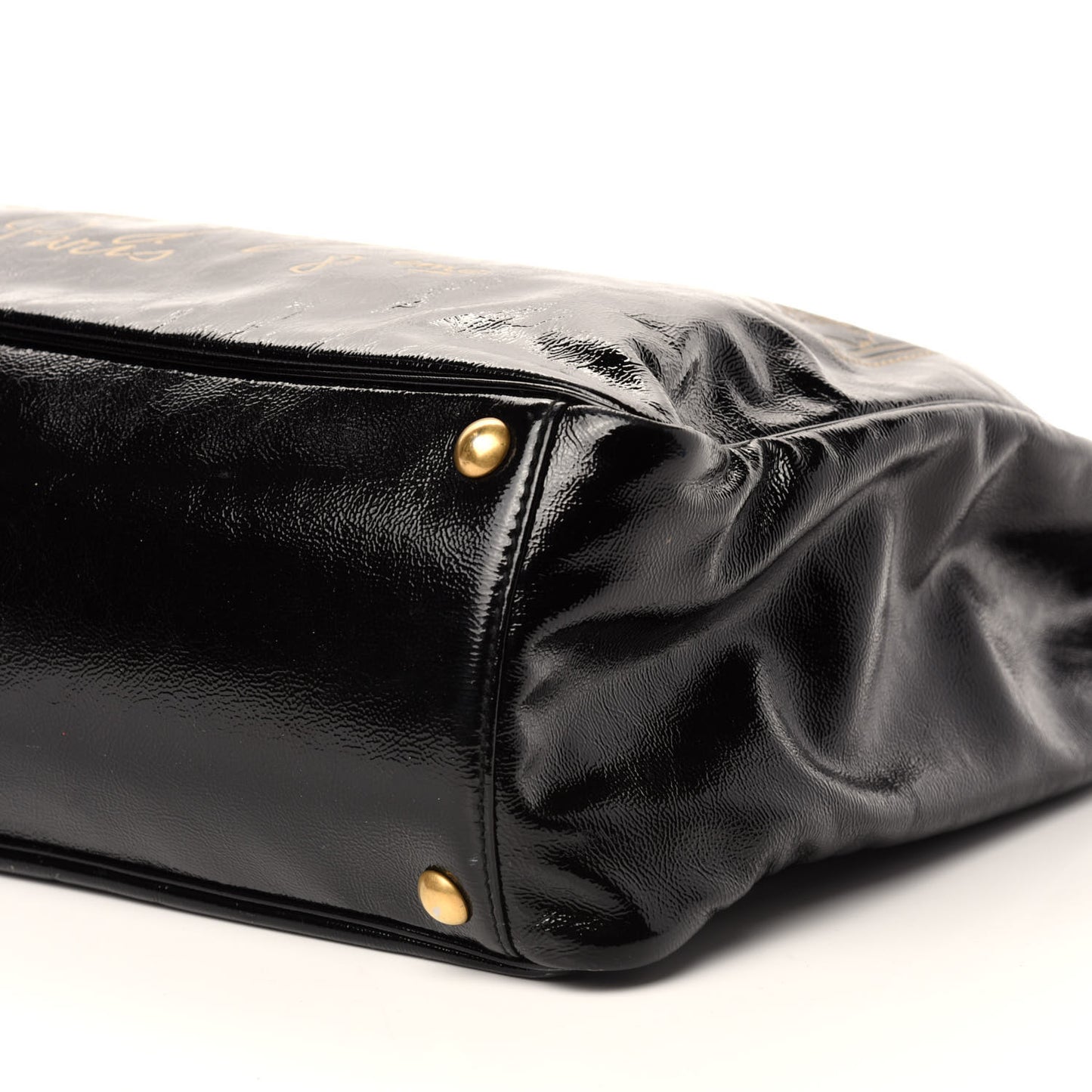 Textured Patent Small Y-Mail Tote Black