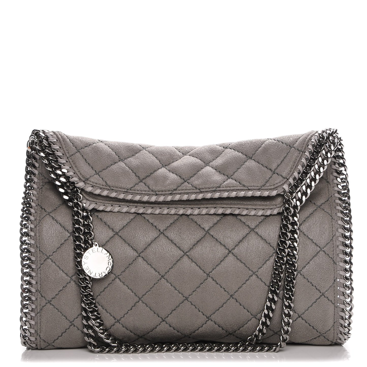 Shaggy Deer Quilted Small Falabella Tote Light Grey