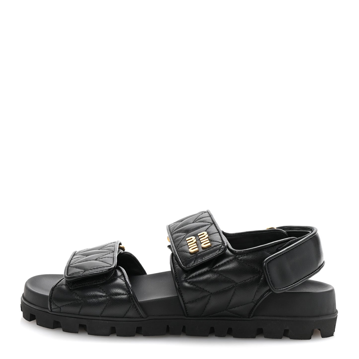 Nappa Matelasse Sporty Sandals 39 Black