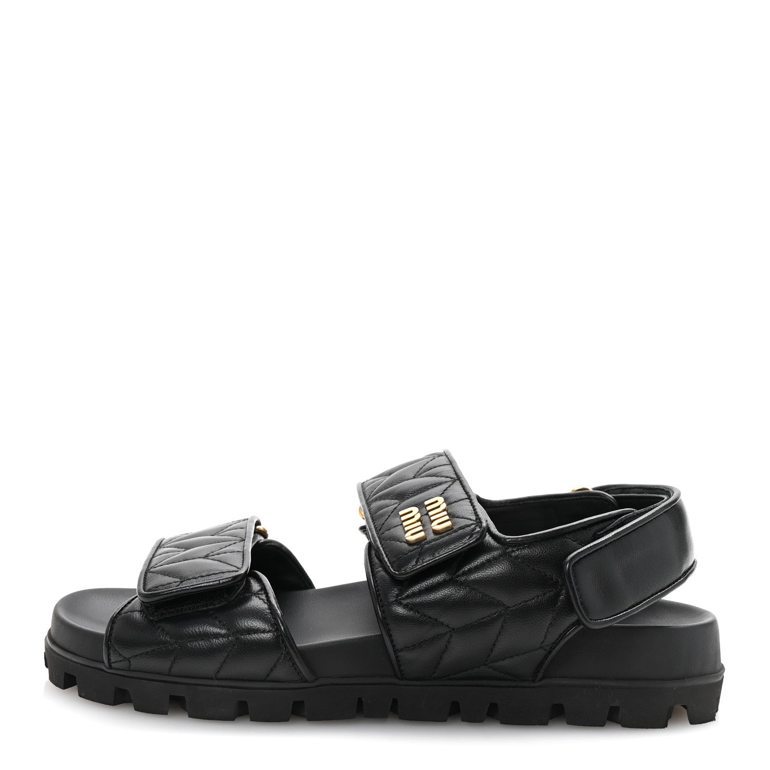 Miu Miu Nappa Matelasse Sporty Sandals 39 Black 1 of 10