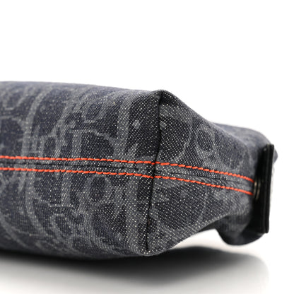 Christian Dior Denim Monogram Flight Trotter Cosmetic Pouch Blue 9 of 10
