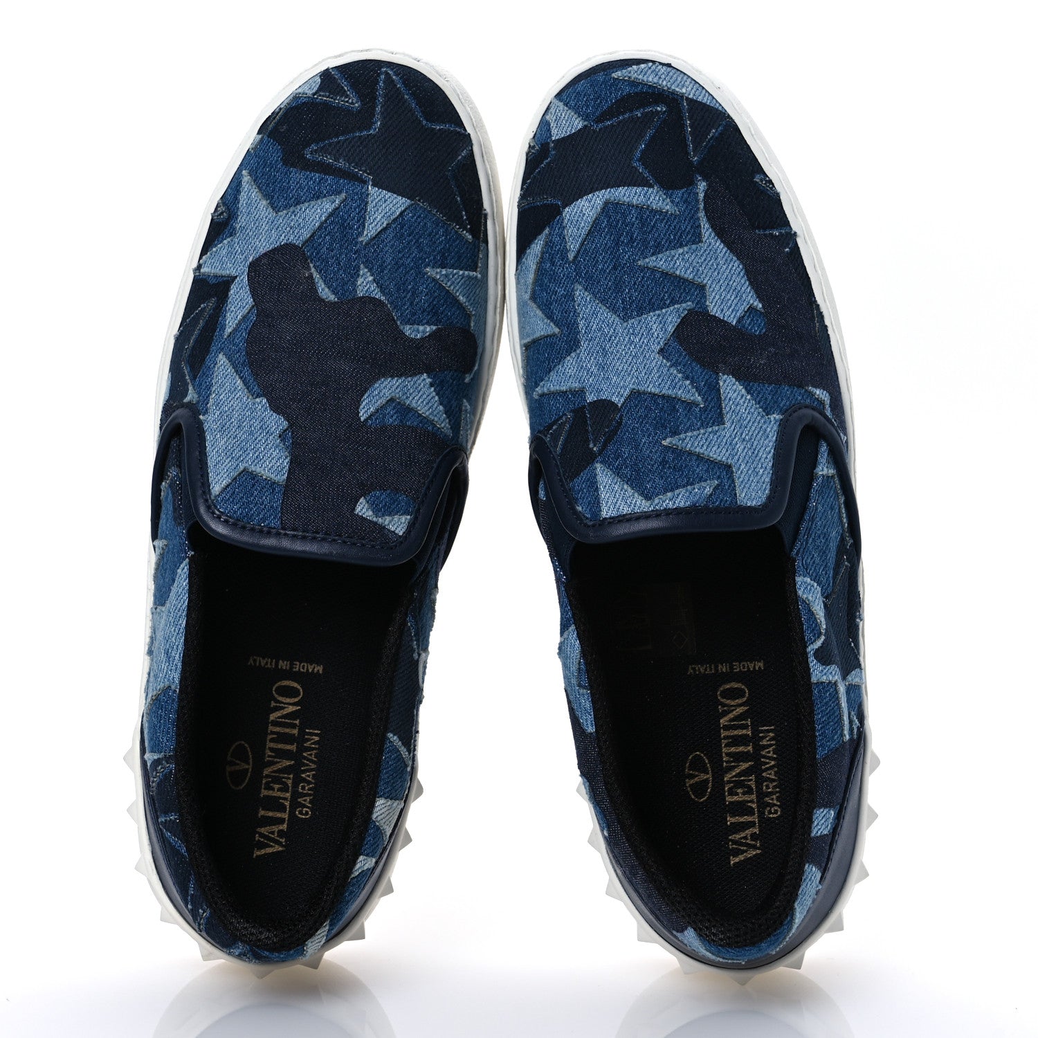 Valentino Garavani Denim Camustars Rockstud Slip On Sneakers 36 Blue 2 of 11