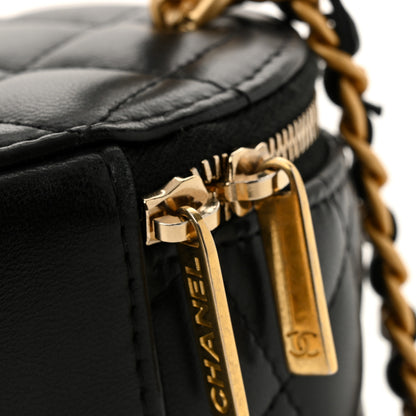 Chanel Lambskin Quilted Afternoon Tea Top Handle Vanity Case With Chain Black 12 of 14