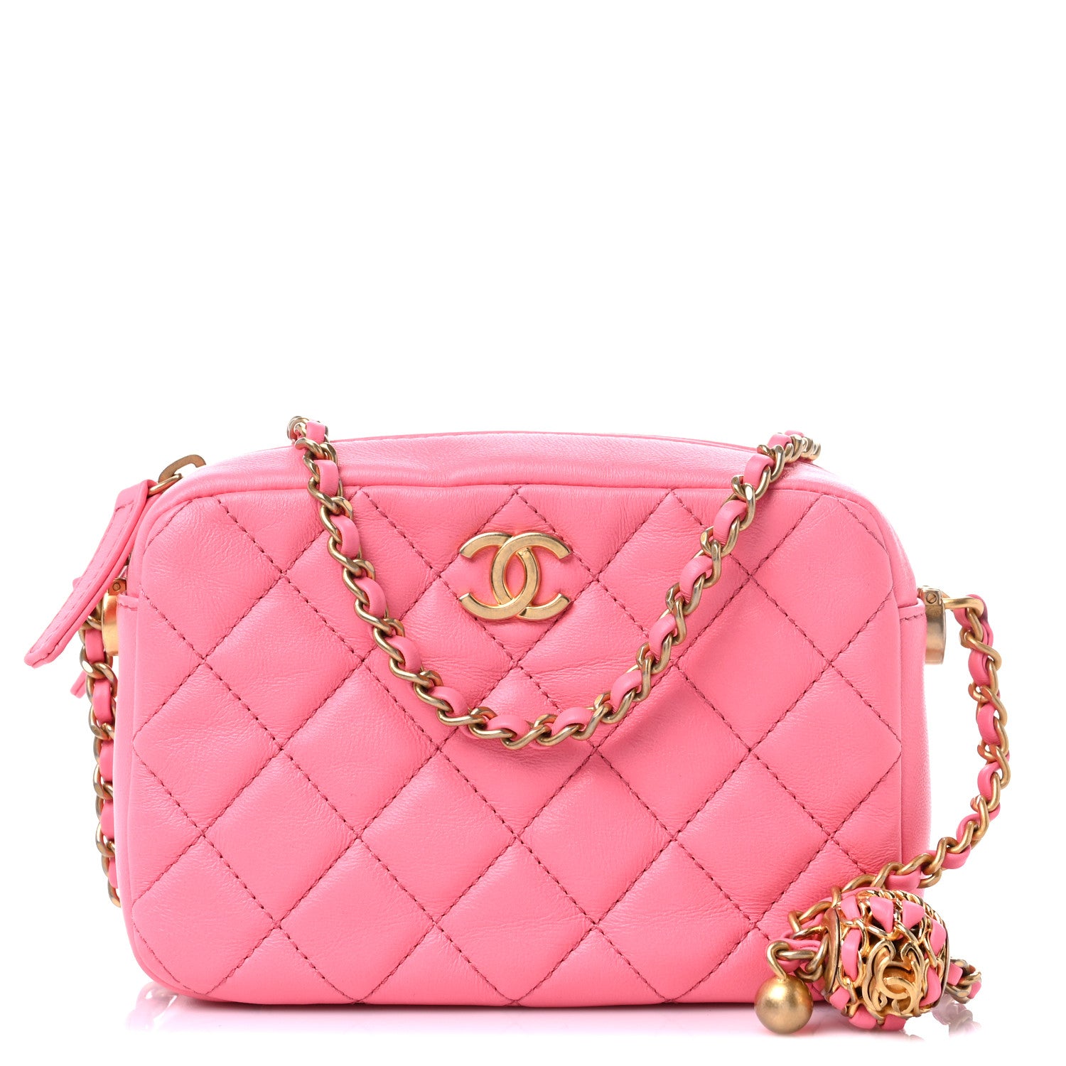 Chanel Lambskin Quilted CC Pearl Crush Camera Case Pink 1 of 10