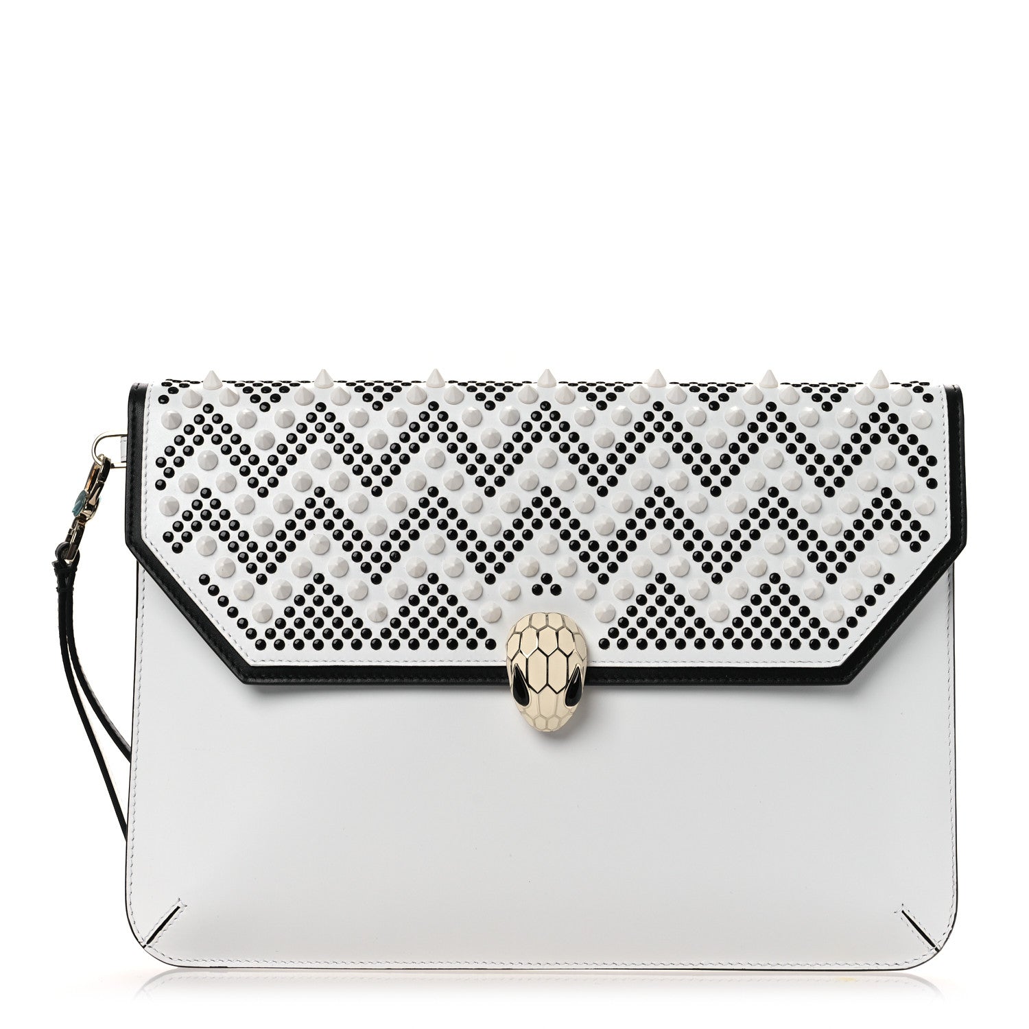 Bulgari X NICHOLAS KIRKWOOD Calfskin Studded Serpenti Envelope Clutch White 1 of 14