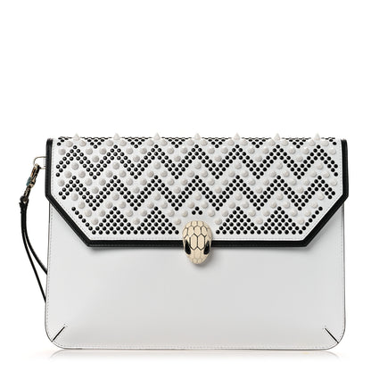 Bulgari X NICHOLAS KIRKWOOD Calfskin Studded Serpenti Envelope Clutch White 1 of 14