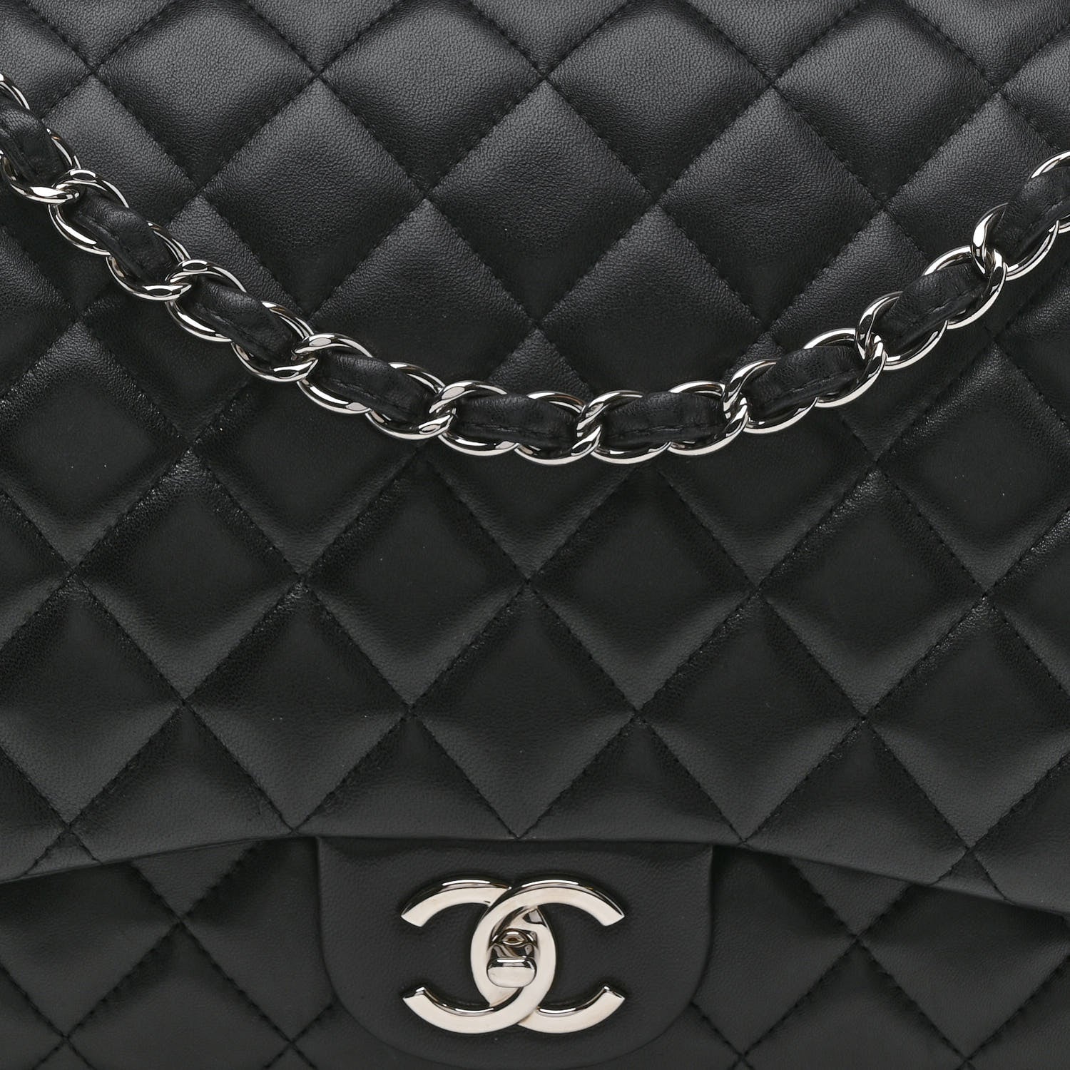 Chanel Lambskin Quilted Maxi Double Flap Black 8 of 20