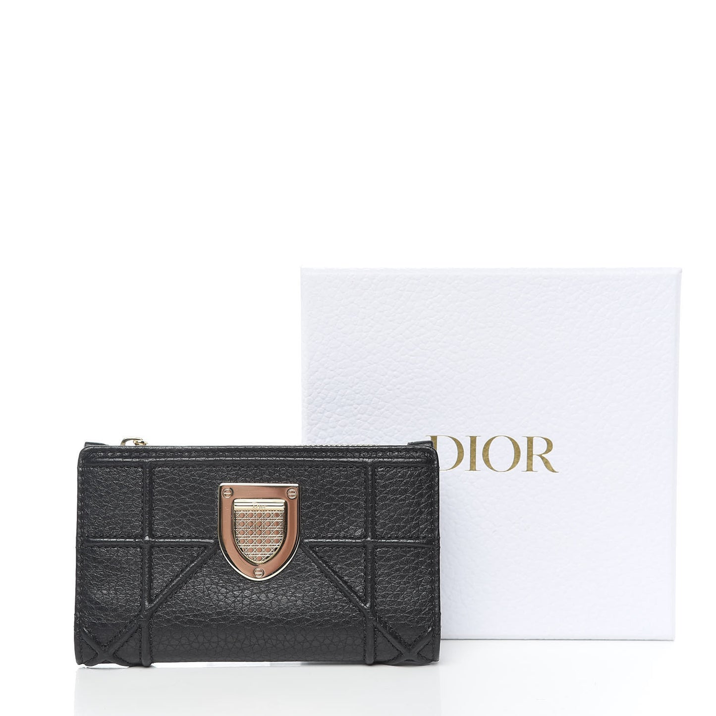 Grained Calfskin Cannage Diorama Wallet Black