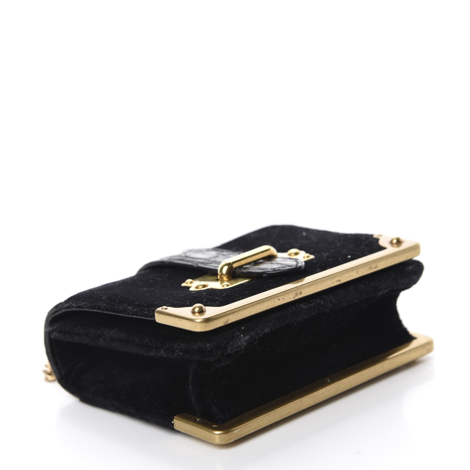 Prada Velvet Crocodile Micro Cahier Bag Black 4 of 10
