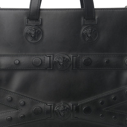 Versace Calfskin Medusa Stud Tribute Tote Black 7 of 12