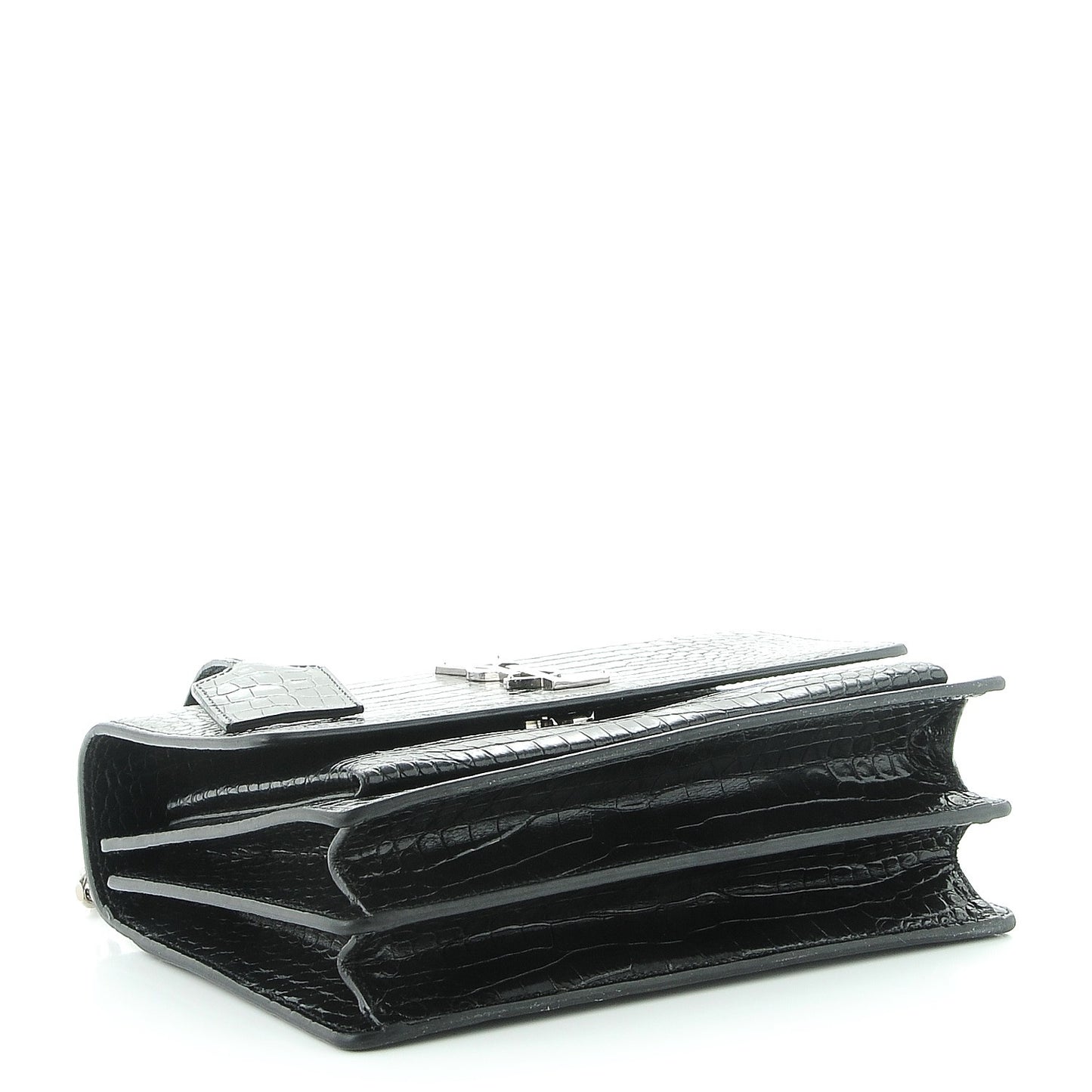 Calfskin Crocodile Embossed Medium Monogram Sunset Black