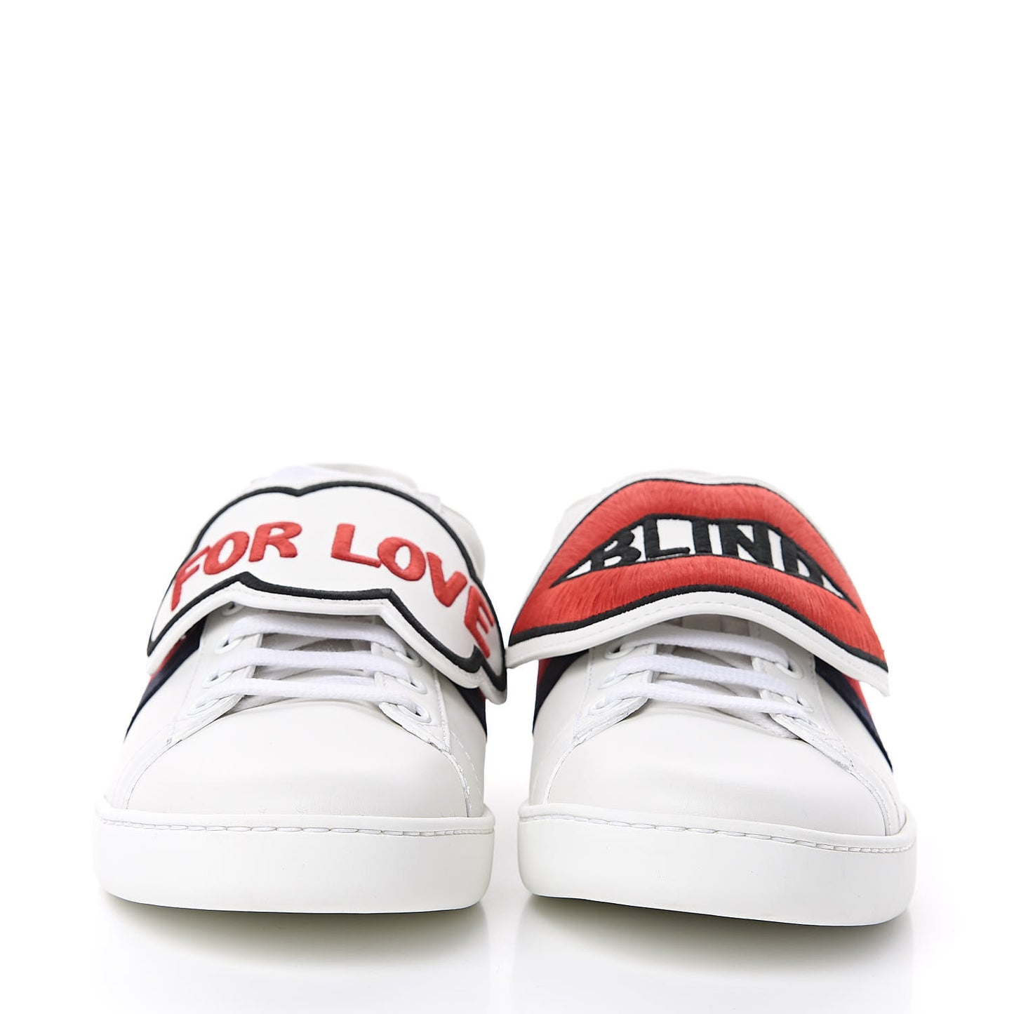 Calfskin Ayers Web Blind for Love Embroidered Womens Ace Sneakers 38.5 White