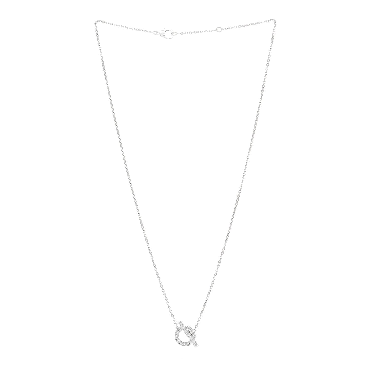Hermes 18K White Gold Diamond Finesse Pendant Necklace 3 of 6