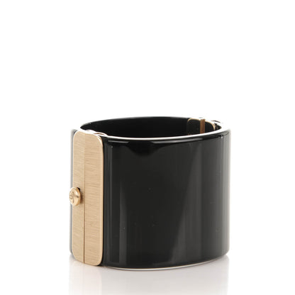 Chanel Resin Quilted CC Cuff Black Gold 3 of 6
