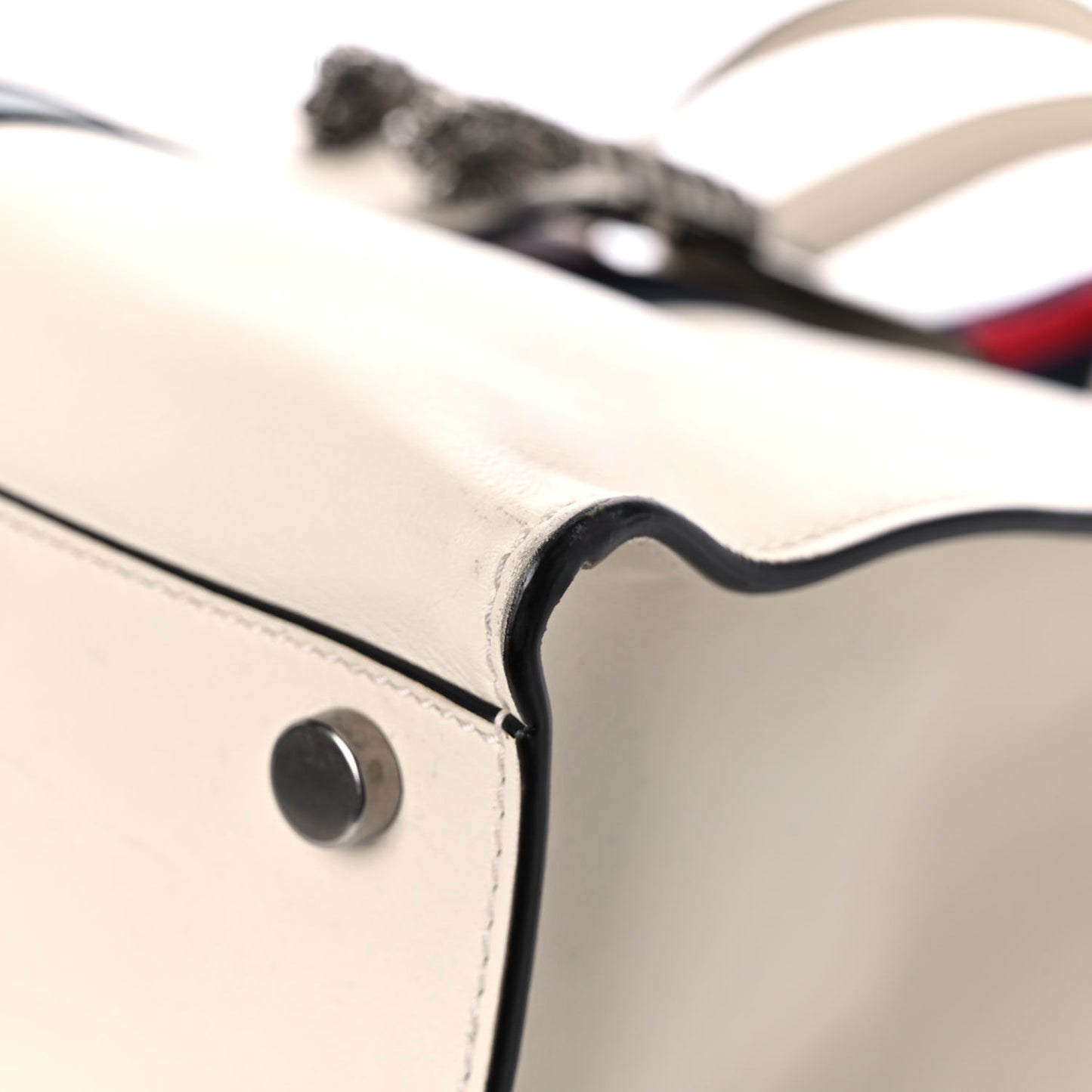 Calfskin Web Stripe Medium Dionysus Tote Bag White