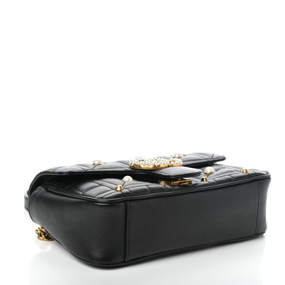 Gucci Calfskin Matelasse Studded Mini Pearly GG Marmont Shoulder Bag Black 4 of 9