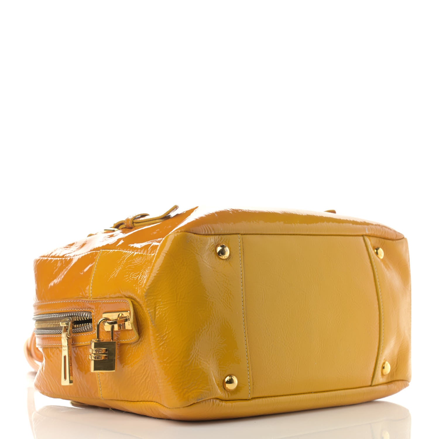 Prada Vernice Naplak Shoulder Bag Giallo 3 of 15