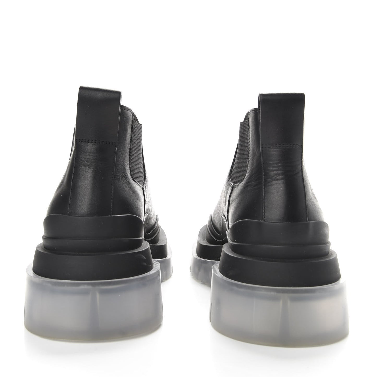 Calfskin The Tire Cropped Chelsea Short Boots 36 Black Transparent